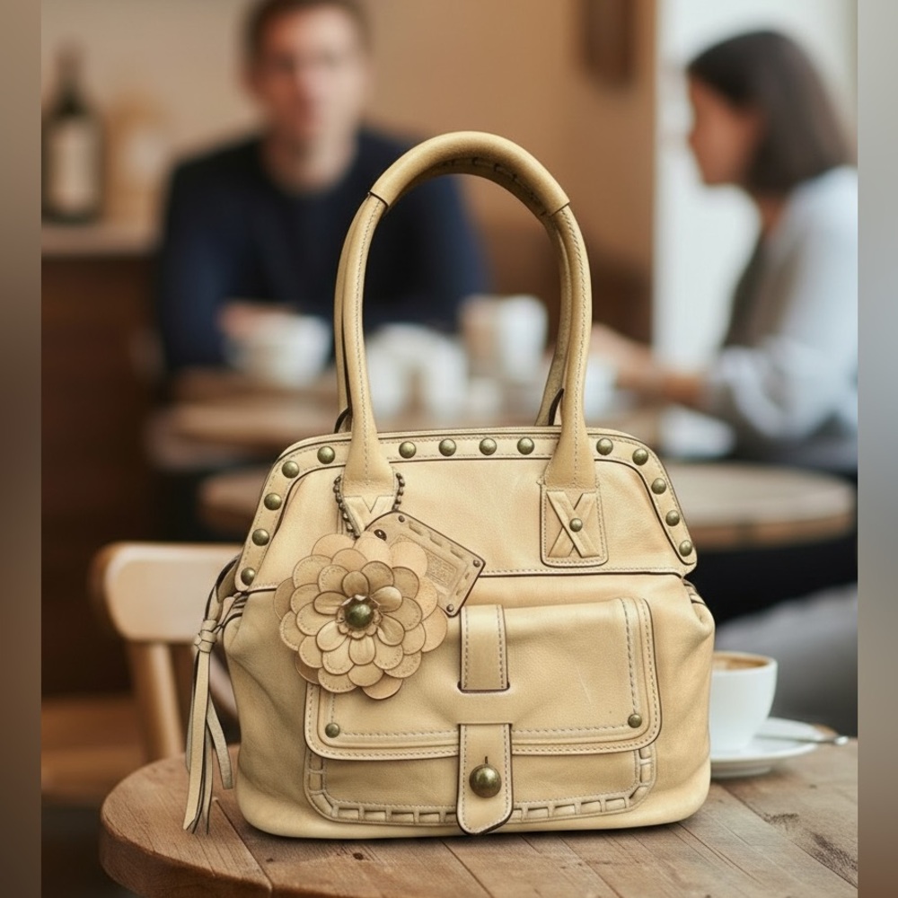 Rare Coach Studded Thompson Legacy Natural Vachetta Doctors Leather Satchel